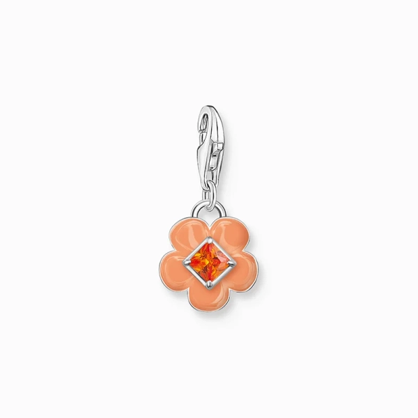 Blomma med Orange Sten Berlock - Thomas Sabo - Snabb leverans & paketinslagning - Nordic Spectra