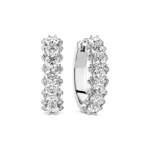Fior Earrings 14K Vitguld: Eleganta creoler i vitguld med syntetiska diamanter