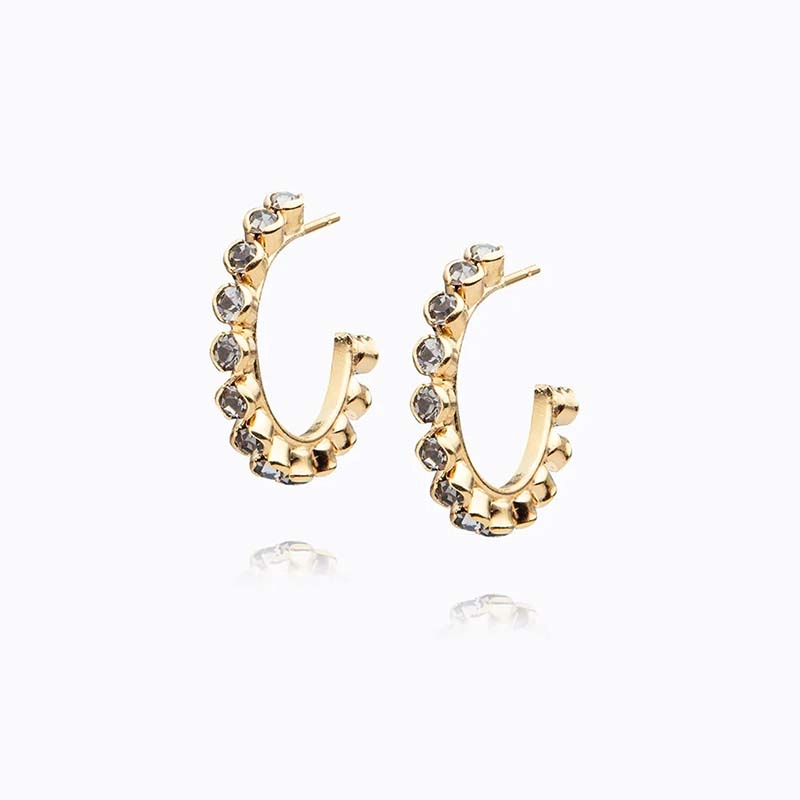 Caroline Svedbom - Siri Loop Earrings Gold Black Diamond