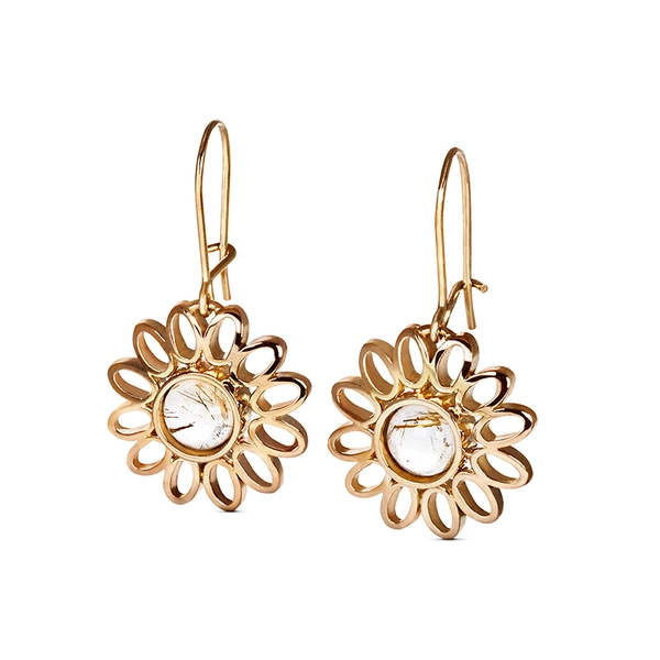 Love Palette Earrings Gold Rutile Quartz von Nordic Spectra, Schneller Versand - Nordicspectra.de