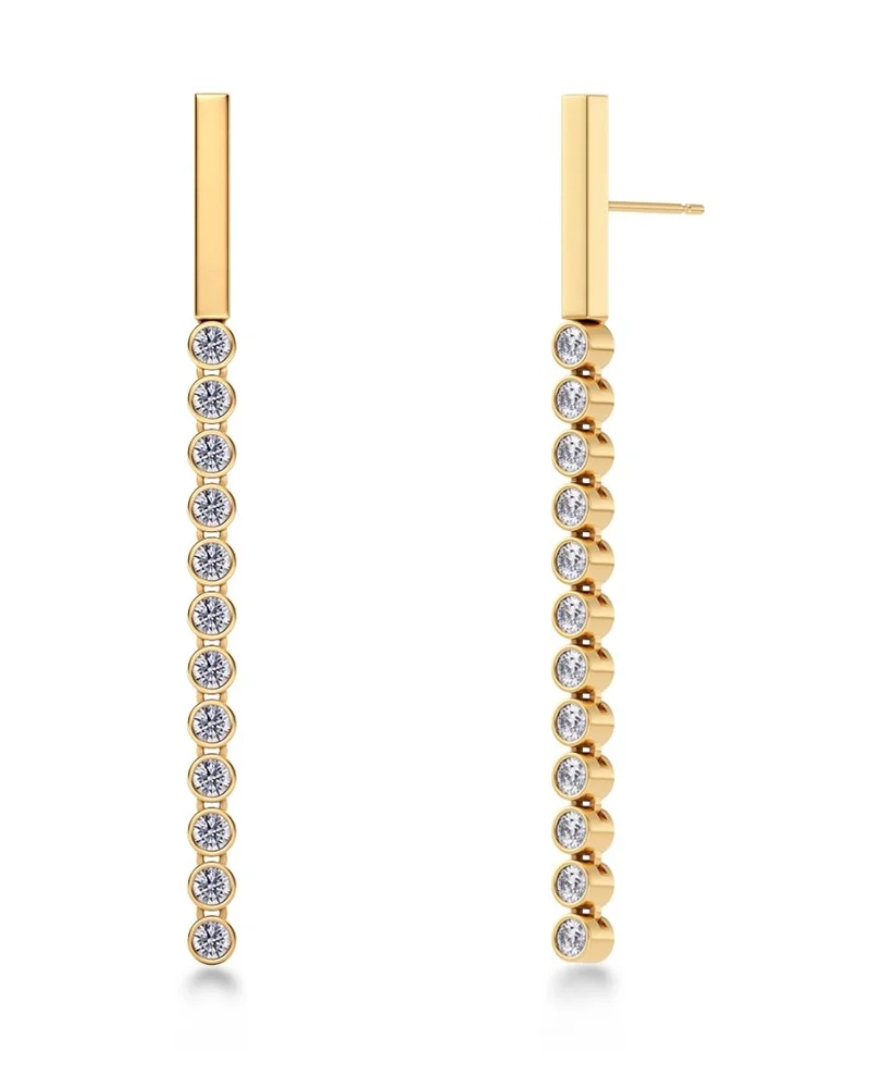 Twiggy Earrings i 14K guldpläterat stål med 11 Cubic Zirconia-stenar