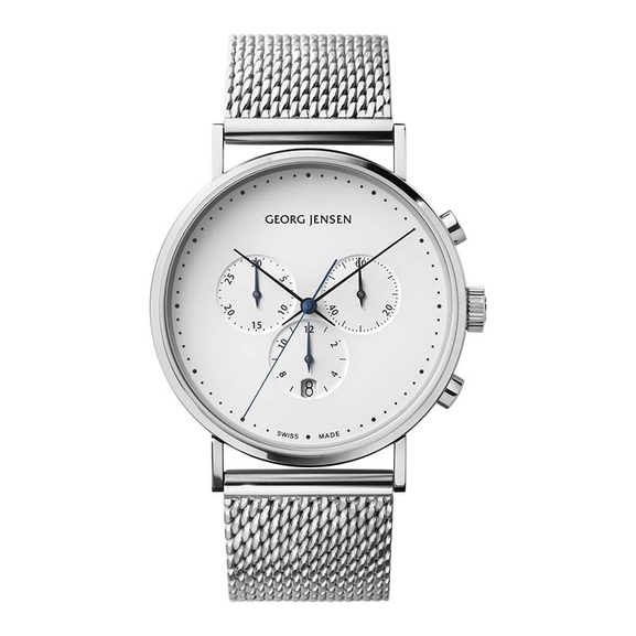 Koppel 41 mm - Kronograf - Vit urtavla/Stålarmband - Georg Jensen klockor - Snabb frakt & paketinslagning - Nordicspectra.se