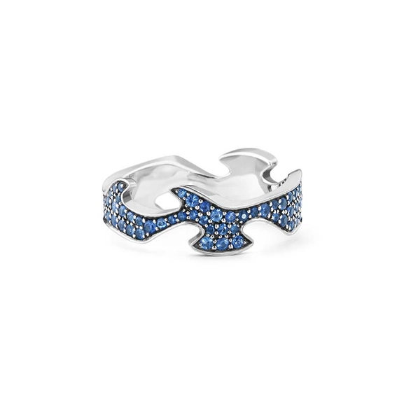 Fusion Mitte Ring Weißes Gold & Blau Saphir von Georg Jensen, Schneller Versand - Nordicspectra.de