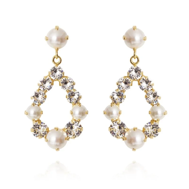 Caroline Svedbom - Tears Of Joy Earrings Gold Pearl & Crystal