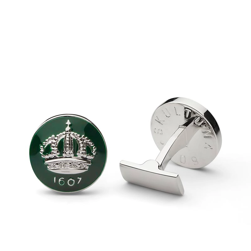 Manschettknappar The Crown, Racing Green & Silver