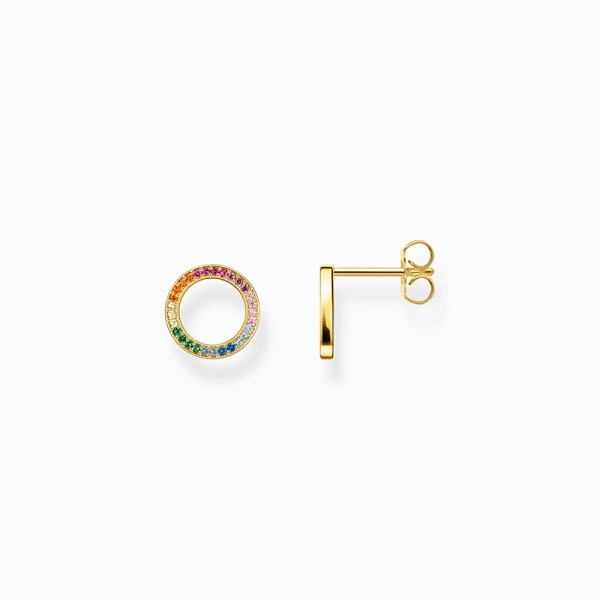 Ohrstecker Together rund mit bunten Steinen vergoldet - Thomas Sabo - Nordic Spectra