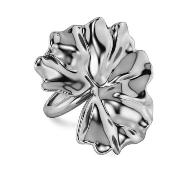 Ring i blankt rostfritt stål med stora