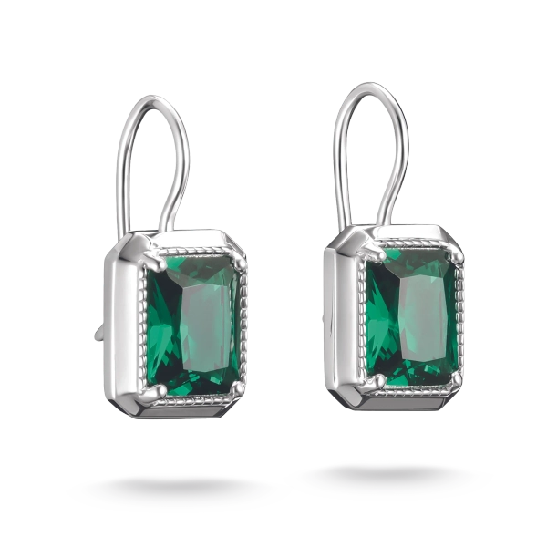Elyndra-örhängen från Thomas Sabo i silver med åttkantig smaragdgrön cubic zirconia och klassisk krok.