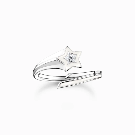 Ring with white stones and white cold enamel silver - Thomas Sabo - Suuri valikoima & ilmainen lahjapaketointi - Nordic Spectra