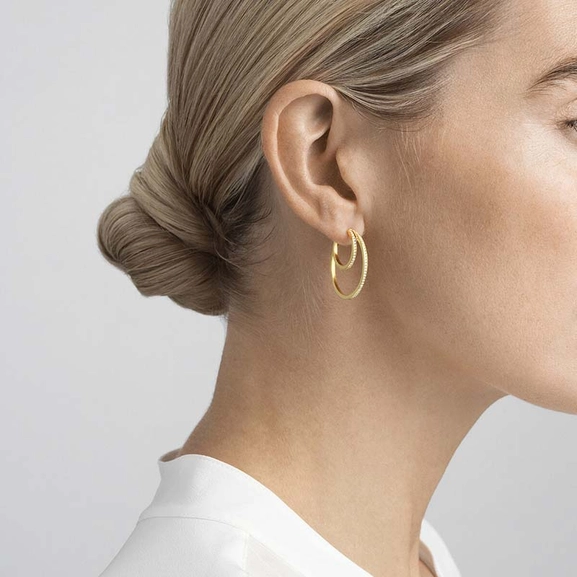 Halo Ohrringe Gold Mit Doppelte Diamanten 0.64 ct von Georg Jensen, Schneller Versand - Nordicspectra.de