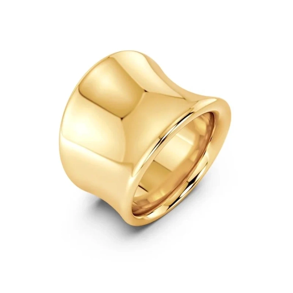 Cane Ring Gold i 14K guldpläterat stål med bambumönster