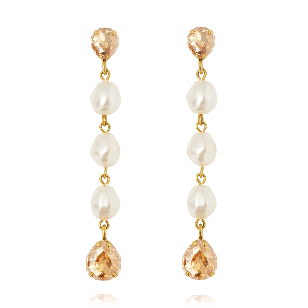 Caroline Svedbom - Paloma Earrings Gold Pearl / Golden Shadow