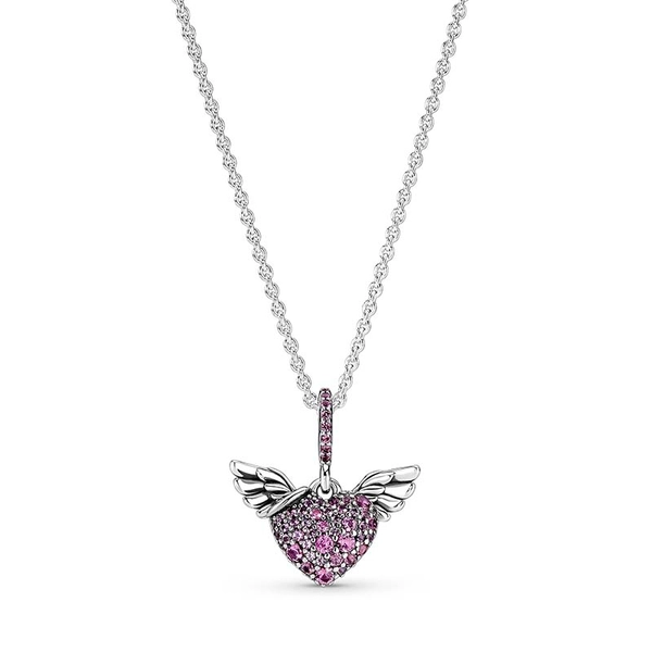 Pavé-Herz & Engelsflügel Halskette von PANDORA, Schneller Versand - Nordicspectra.de