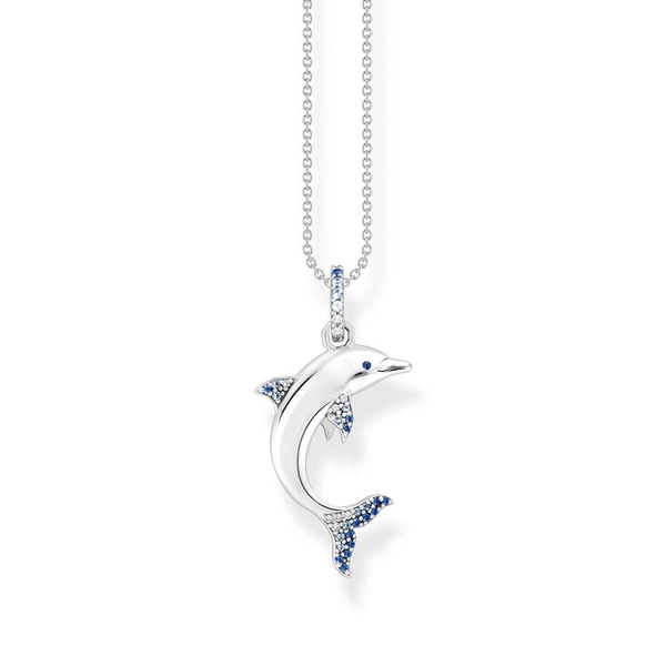 Halsband Delfin med Blå Stenar - Thomas Sabo berlock - Snabb frakt & paketinslagning - Nordicspectra.se