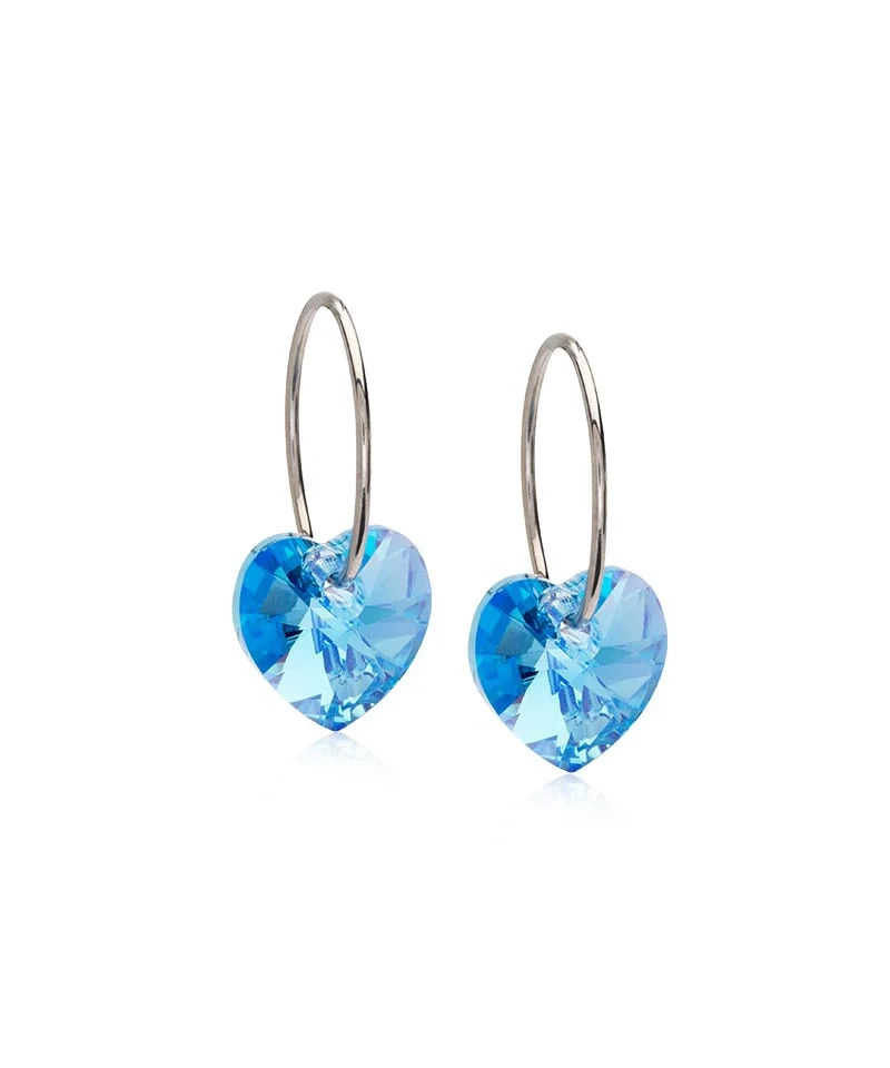 Blomdahl - NT Ear Ring 14 mm Heart 10 mm Aquamarine
