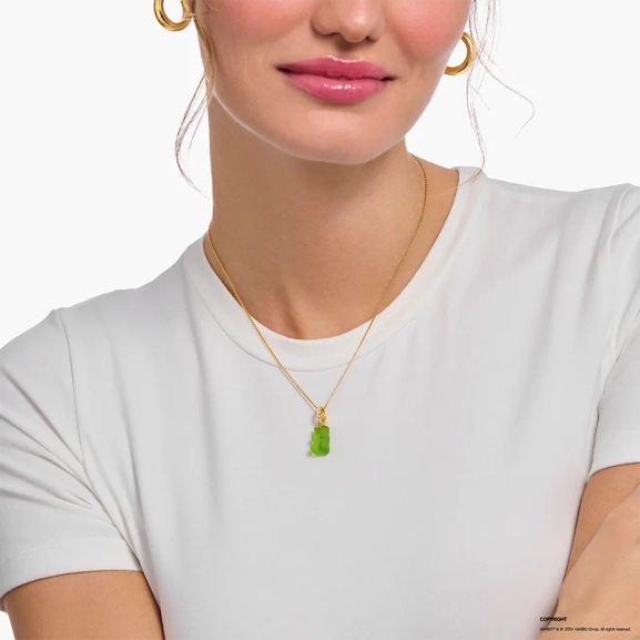 HARIBO Halsband med Grön Gummibjörn Guld - Thomas Sabo - Snabb leverans & paketinslagning - Nordic Spectra