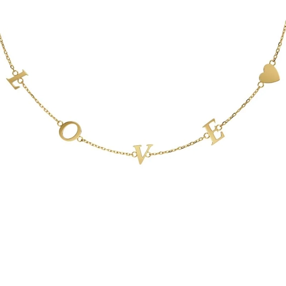 Love Note Necklace i 14K guldplätering med bokstäverna L