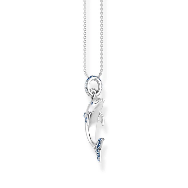 Halsband Delfin med Blå Stenar - Thomas Sabo berlock - Snabb frakt & paketinslagning - Nordicspectra.se