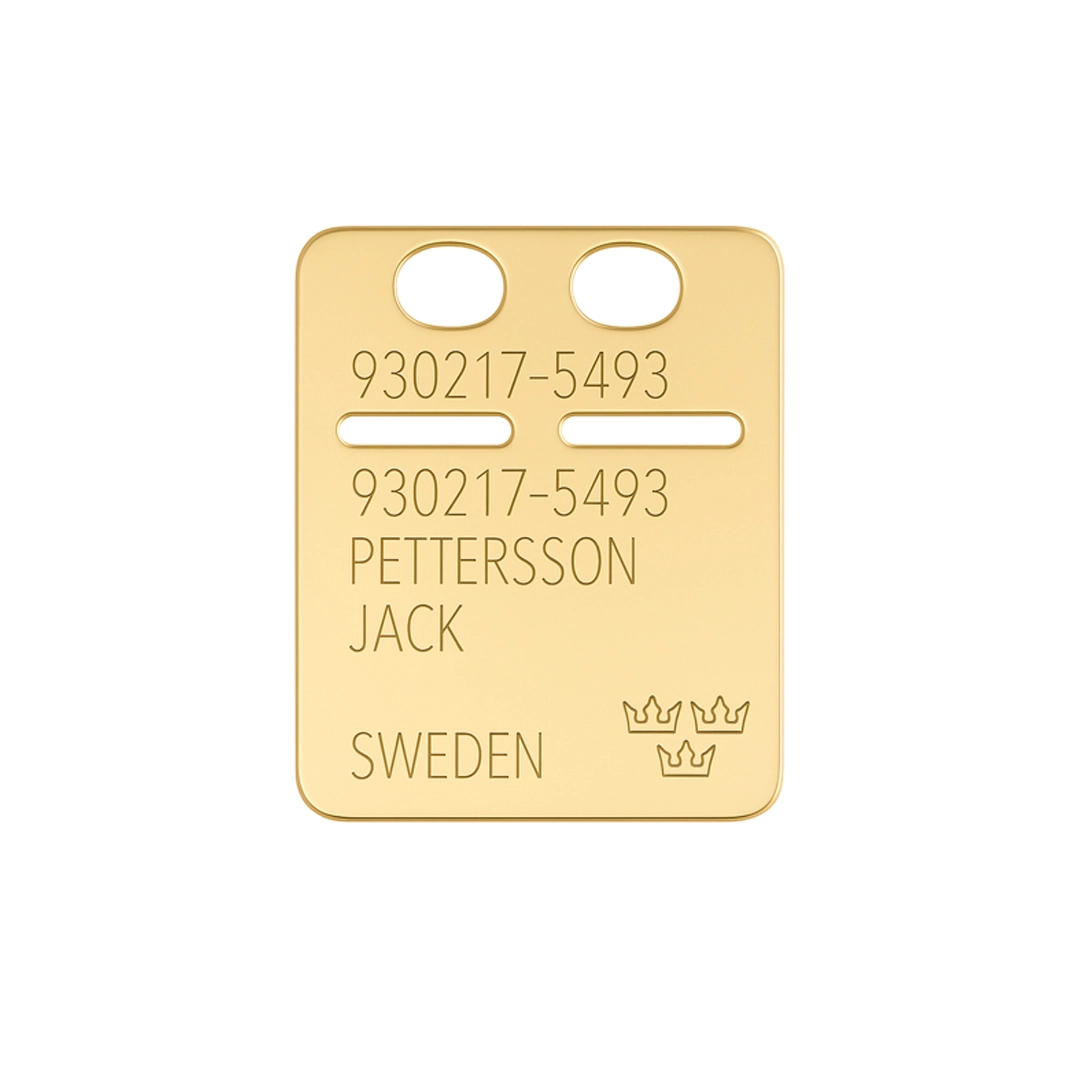 Gravyrsmycke med Gravyr ID-Bricka 18K Guld