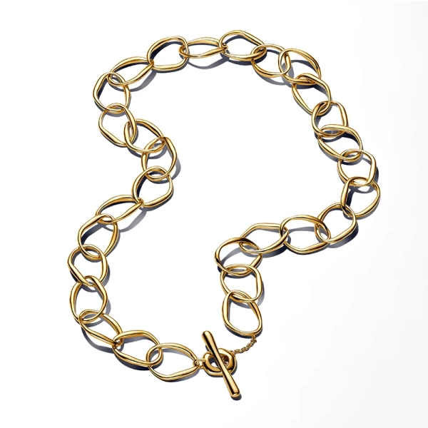 Organiskt Format Halsband Guld från Pandora Essence - Elegans och charm i 14 karat guld med förtrollande länkar och stilrent T-lås.