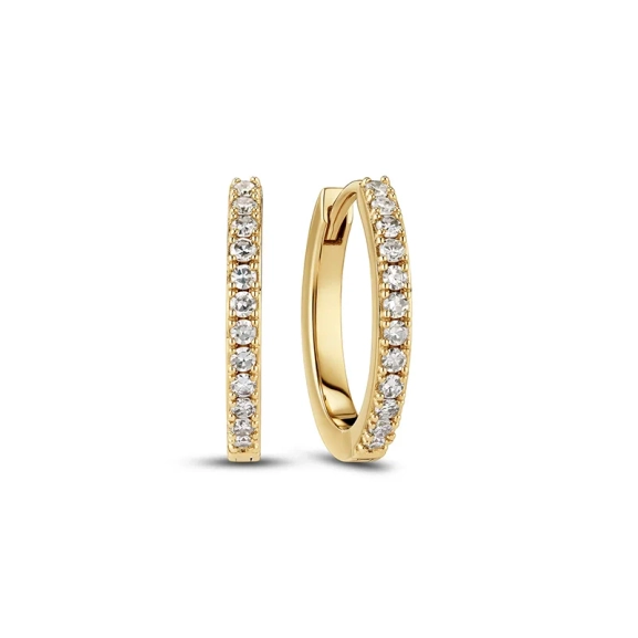 Alba Medio Earrings 14K Guld: Mellanstora creoler med syntetiska diamanter