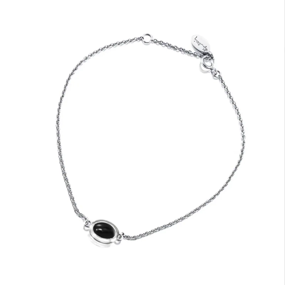 Silverarmband "Love Bead Bracelet - Onyx" med svart onyx