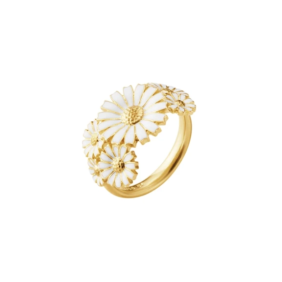 Daisy Vit Layered Ring Guld med vita tusenskönor i olika storlekar