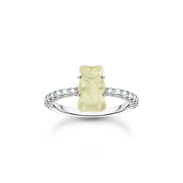 HARIBO Ring med Vit Gummibjörn & Glittrande Stenar - Thomas Sabo - Snabb leverans & paketinslagning - Nordic Spectra