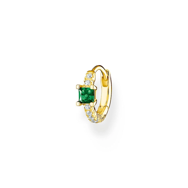 Single Hoop Earring Green Stone With White Stones Gold - Thomas Sabo - Suuri valikoima & ilmainen lahjapaketointi - Nordicspectra.fi
