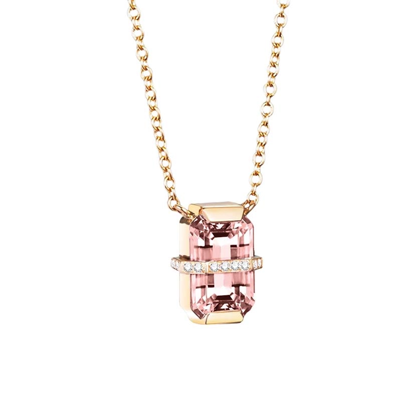 Efva Attling - Little Bend Over Necklace - Morganite Gold