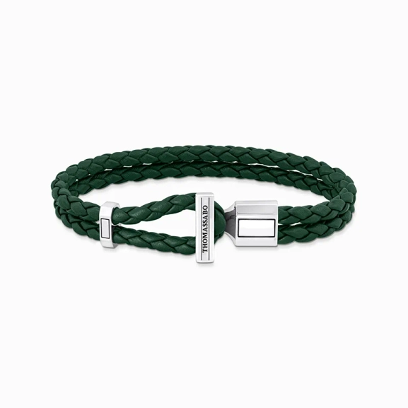 Dubbelt Läderarmband Grönt & Silver - Thomas Sabo - Snabb leverans & paketinslagning - Nordic Spectra