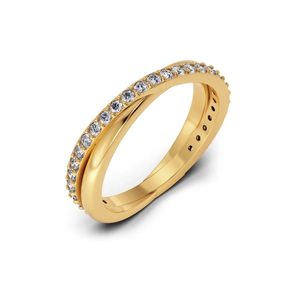 Elegant ring i 14K guldpläterat silver med två skenor