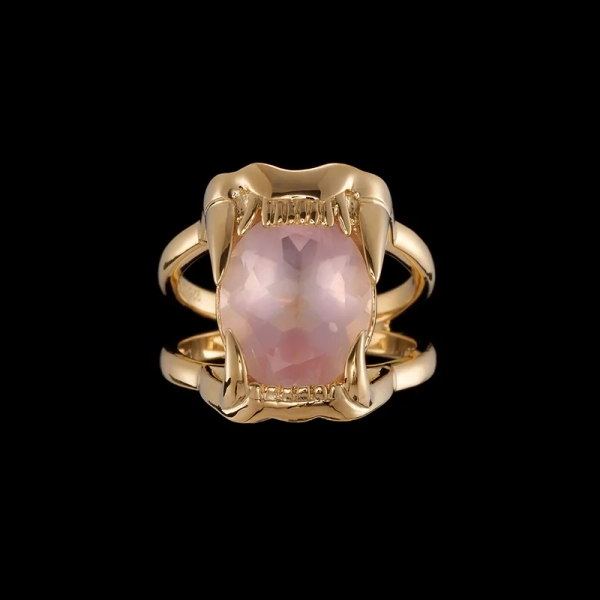 Jaw Stone Ring Rose Quartz Gold - Maria Nilsdotter - 1-2 dagars leverans - Nordic Spectra