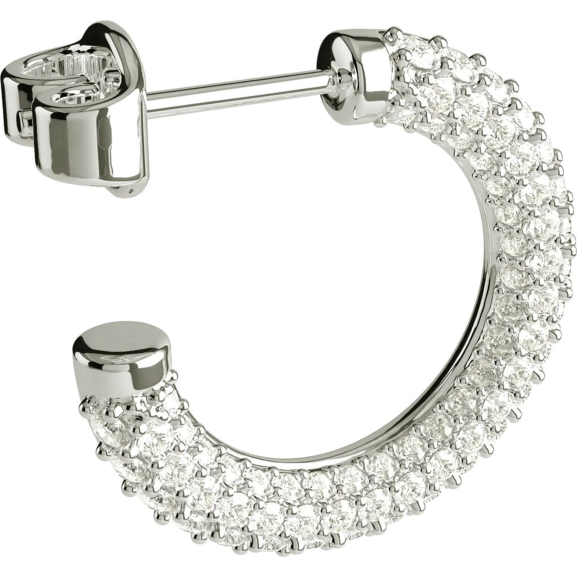 Aure 30 D örhängen i vitguld med pavéfattade diamanter och mjuk hoopform.