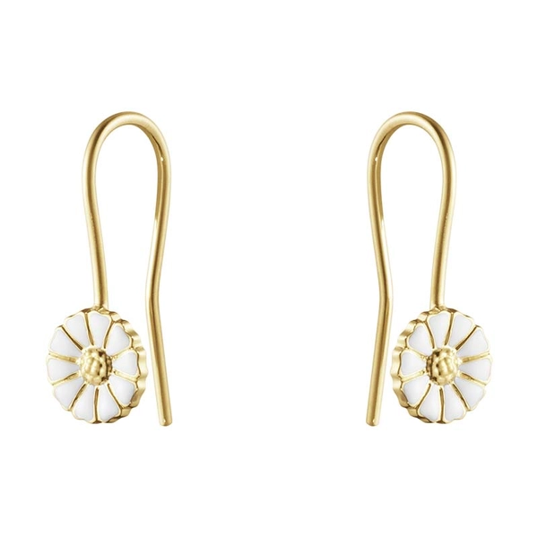 Daisy Mini Krokörhänge Guldpläterat Silver med Vit Emalj - Georg Jensen örhängen - Snabb frakt & paketinslagning - Nordicspectra.se