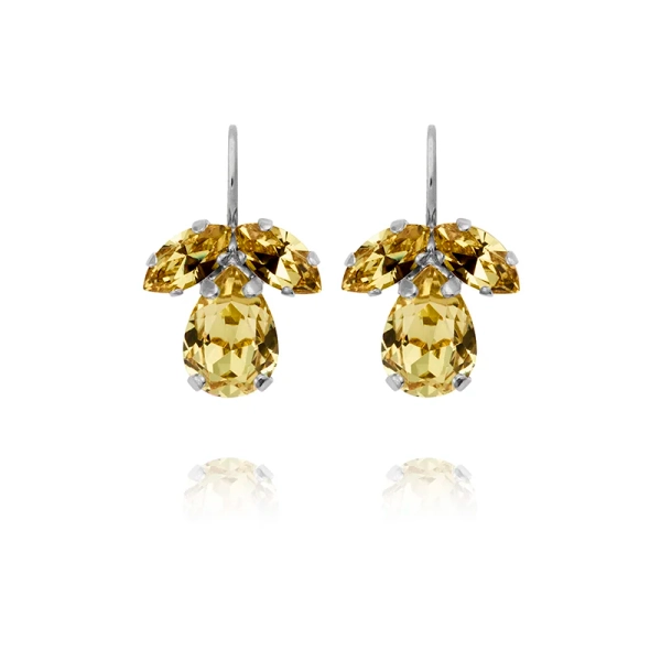 Petite Timo Earrings i rodium med mörka jonquil-stenar