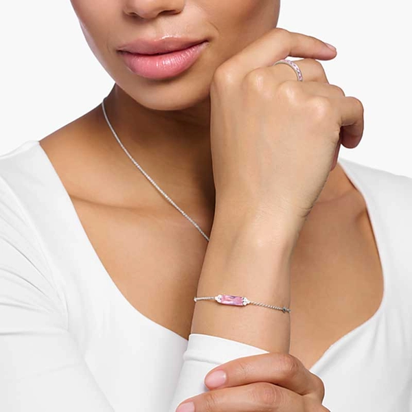 Armband mit pinken und weißen Steinen Silber von Thomas Sabo, Schneller Versand - Nordicspectra.de