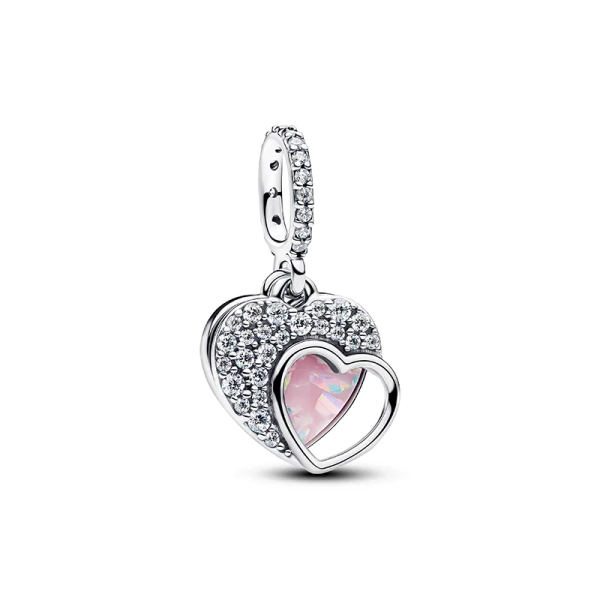 Doppelter Charm „Most Beautiful Mother“ von Pandora aus Silber mit Herzen