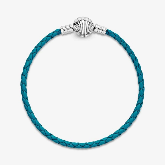 Flätat Turkost Läderarmband med Snäcklås - PANDORA - Snabb frakt & paketinslagning - Nordicspectra.se