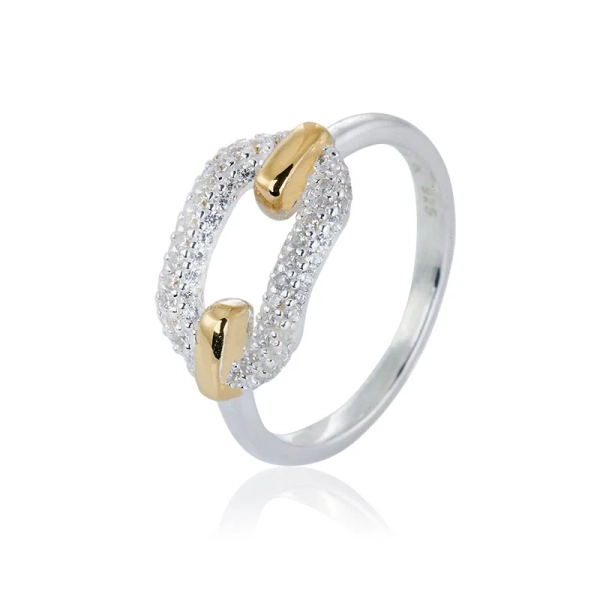 Healing Source Ring i silver och 24K guldpläterat silver med cubic zirconia-stenar