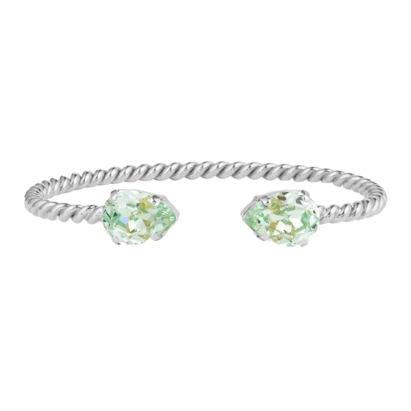 Mini Drop Bracelet i rhodium med chrysolite-kristaller