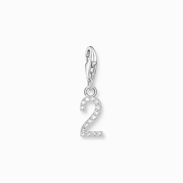 Charm-Anhänger Zahl 2 mit weißen Steinen Silber - Thomas Sabo - Nordic Spectra