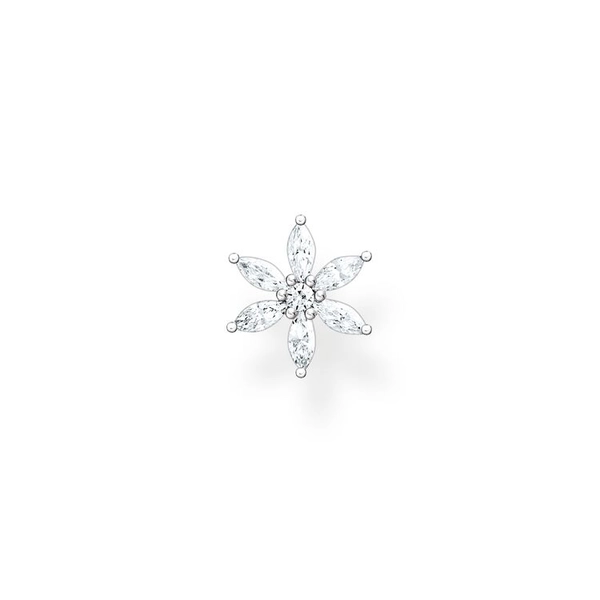 Einzel Ohrstecker Blume Weiße Steine Silber von Thomas Sabo, Schneller Versand - Nordicspectra.de