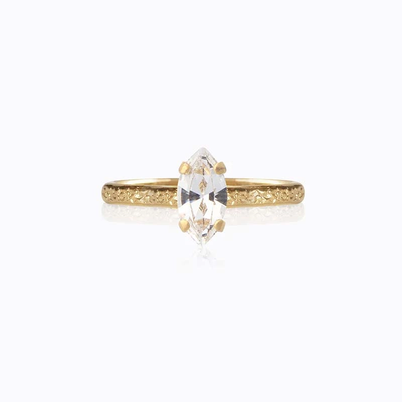 Caroline Svedbom - Petite Navette Ring Gold Crystal