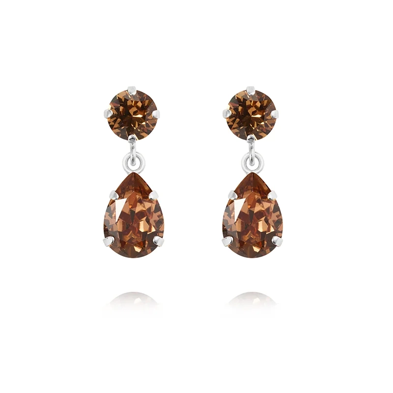 Caroline Svedbom - Mini Drop Earrings Rhodium Recreated Light Smoked Topaz