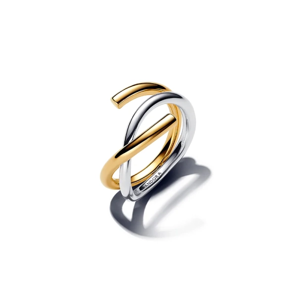 Organiskt Tvåfärgad Ring Silver & Guld från Pandora Essence - En unik design i sterlingsilver och 14 karat guldplätering som lyfter din stil med en subtil känsla av lyx.