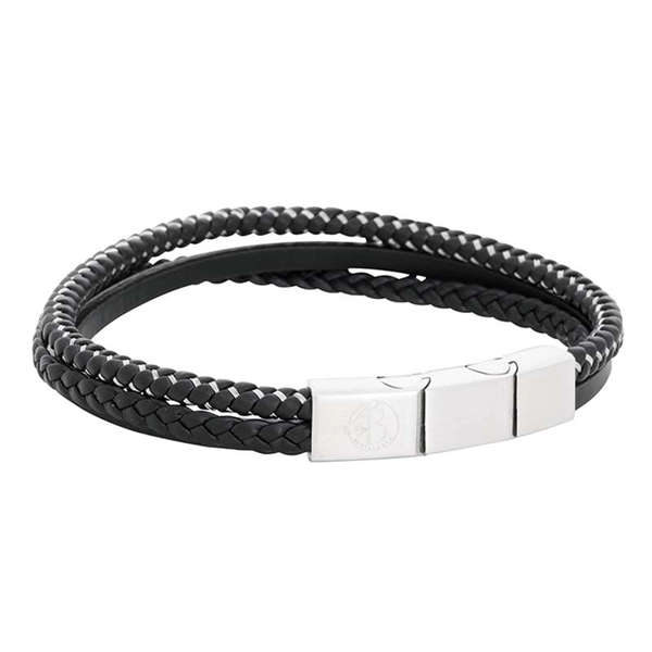 Läderarmband Dubbel Stål/Svart - Snabb frakt & paketinslagning - Nordicspectra.se