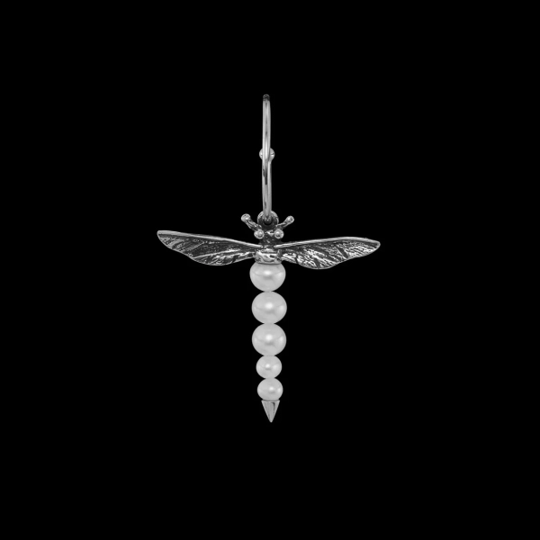 Dragonfly Earring i silver med sötvattenpärla