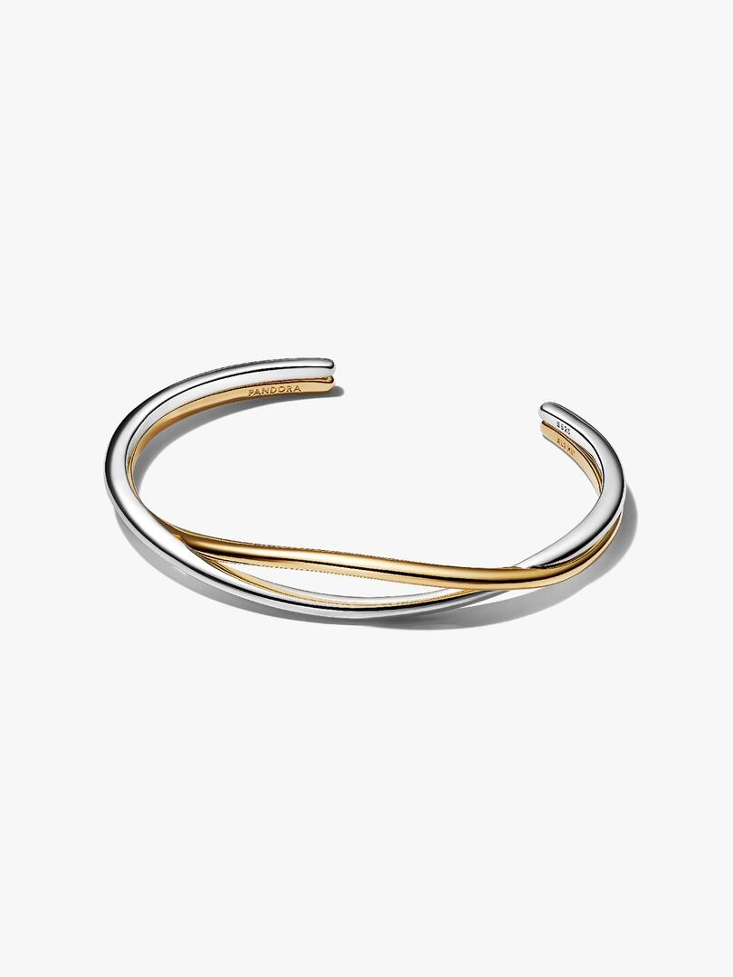 Tvinnad Tvåfärgad Armring från Pandora Essence i silver och 14K guldplätering med organiska