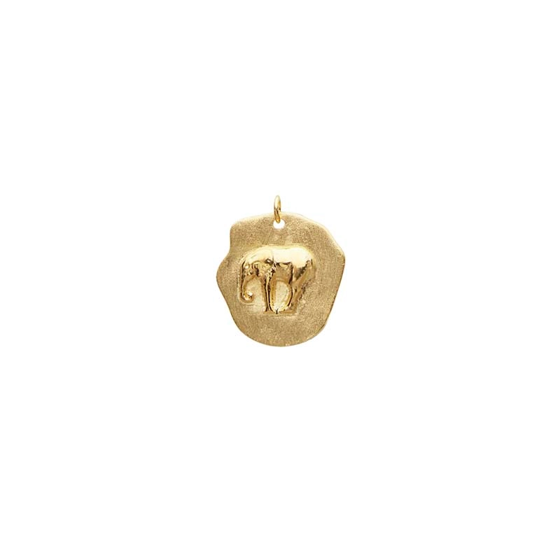 Letters/Two Elephant Big Pendant Gold